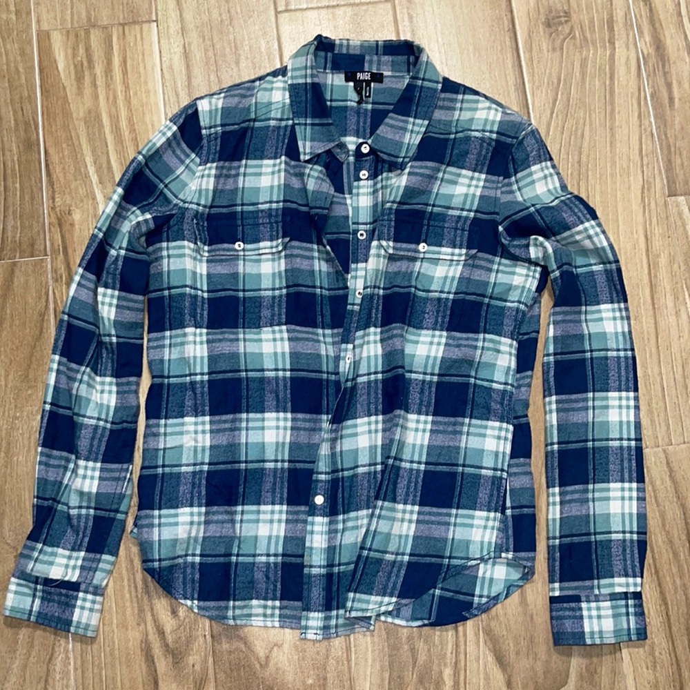 Green blue flannel shirt